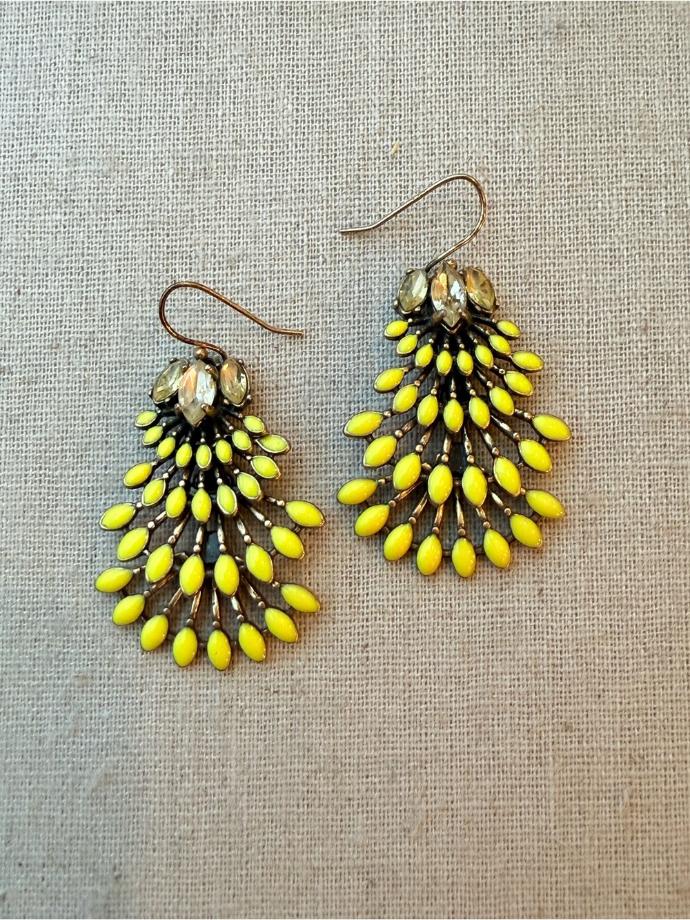 Yellow Teardrop Fan Statement Earrings - Women’s Jewelry